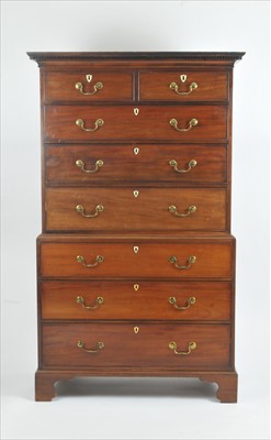 Lot 727 - A George III mahogany chest on chest, the...