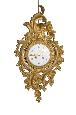 Lot 691 - A 19th century French gilt metal framed cartel clock in the Baroque style