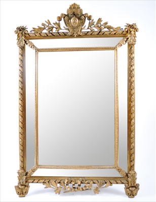 Lot 694 - A large 19th century stepped gilt framed wall mirror