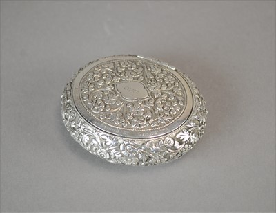 Lot 350 - A white metal tobacco box