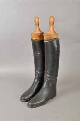 Lot 263 - A pair of 20th century black leather riding boots