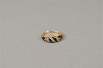 Lot 393 - A 19th century black enamel and rose cut diamond ring