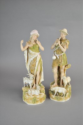 Lot 85 - A pair of Royal Dux Shepherd and Shepherdess figures