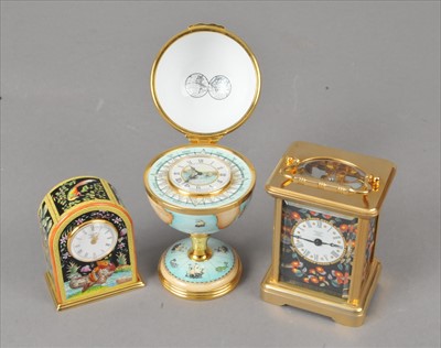 Lot 534 - A Halcyon Days carriage timepiece, the 1.5"...