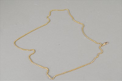 Lot 375 - A yellow metal guard chain with attached swivel