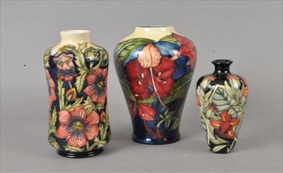 Lot 99 - Three contemporary Moorcroft vases