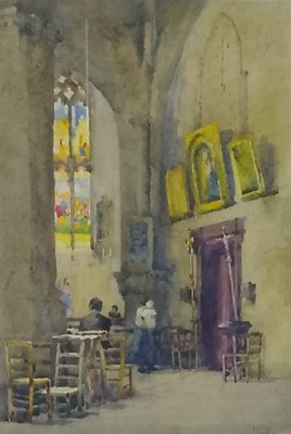 Lot 10 - Church Interior watercolours