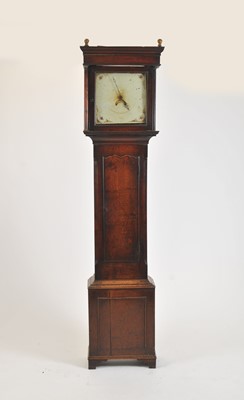 Lot 319 - A 19th century country oak longcase clock with...