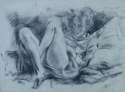 Lot 411 - Sir Mathew Smith CBE (1879-1959), Charcoal Study of a Reclining Model