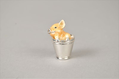 Lot 352 - An enamelled silver model of a pig in a bucket