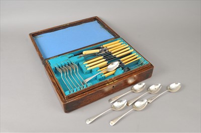 Lot 327 - A collection of silver flatware and plated flatware