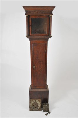 Lot 529 - A 19th century country oak long case clock...