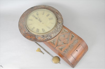 Lot 528 - A Victorian oak cased wall clock