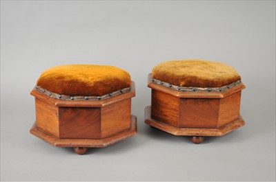 Lot 548 - A pair of late 19th / early 20th century octagonal box stools