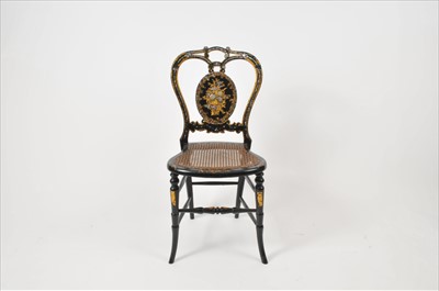Lot 580 - A Victorian black lacquered bedroom chair