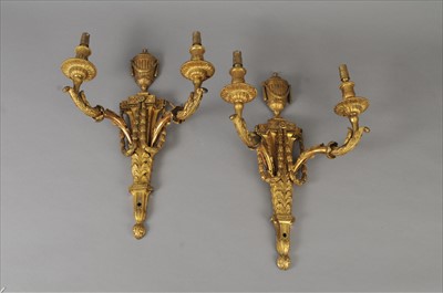 Lot 550 - A pair of 19th century ormolu twin sconce gerandles