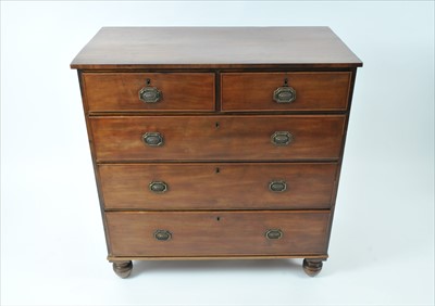 Lot 582 - A 19th century mahogany chest of two short and three graduating long drawers