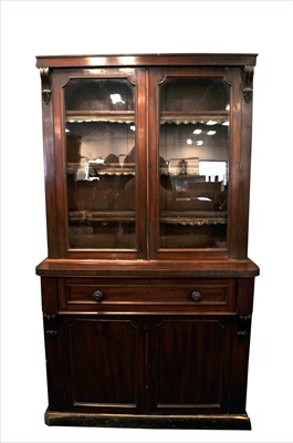 Lot 589 - A large Victorian two-tier mahogany secretaire bookcase