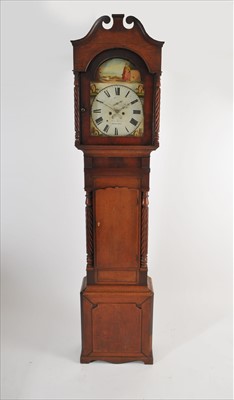 Lot 317 - A 19th century oak cased long case clock