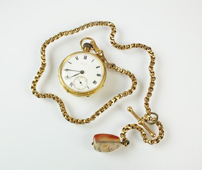 Lot 175 - A Lady's 18ct gold open face fob watch