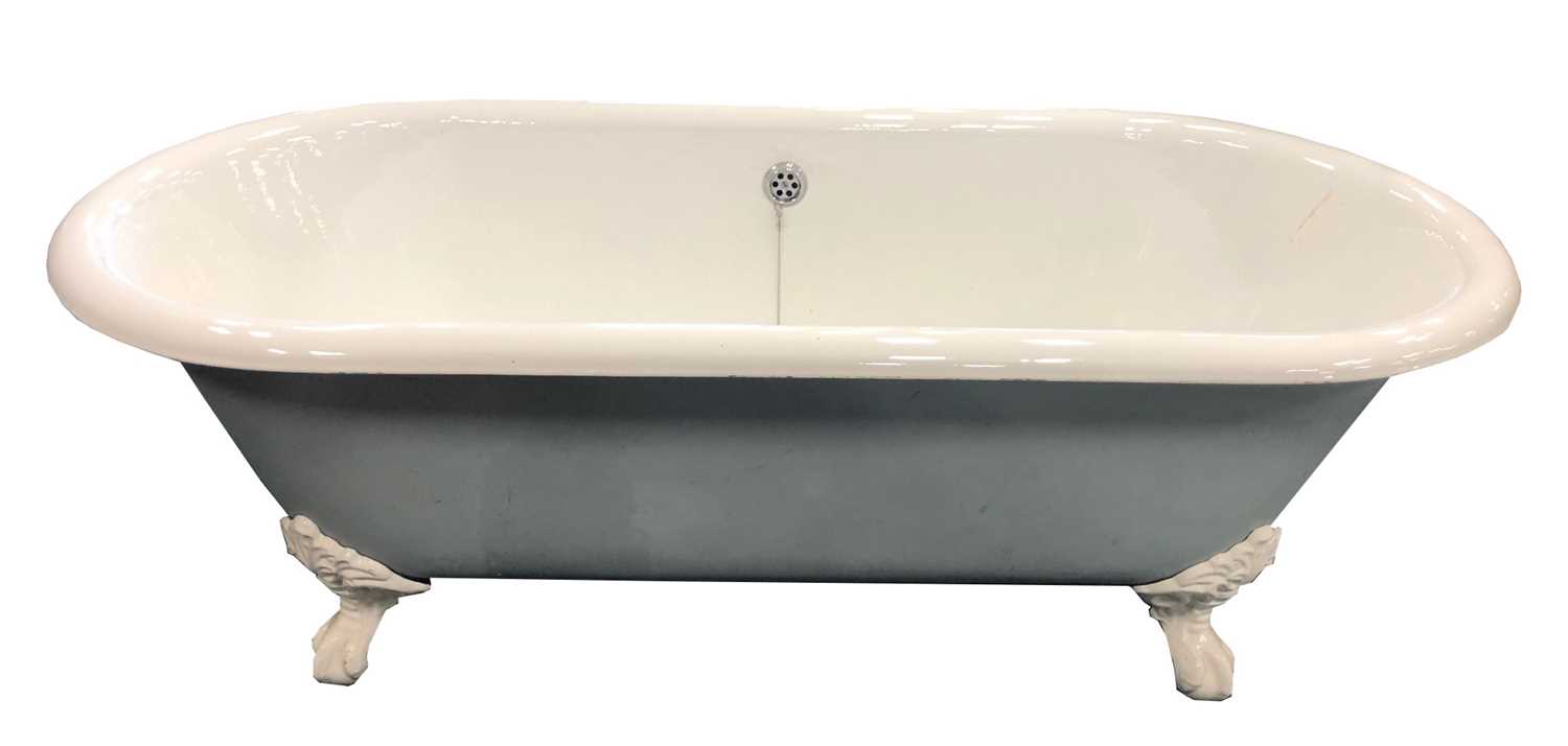 Lot 277 - A painted and enamelled cast iron claw-footed bath tub