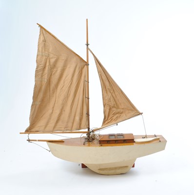Lot 251 - A large early 20th century scratch-built teak pond launch