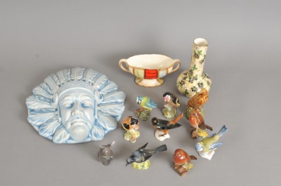 Lot 195 - A Burleigh Ware Native American wall mask, Beswick birds and further ceramics