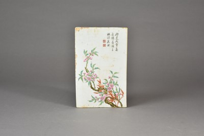 Lot 427 - A Chinese porcelain plaque, Republic period,...