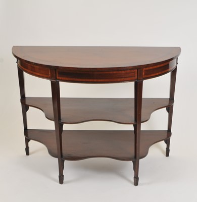 Lot 363 - A 19th century three-tier demi-lune side table in the Sheraton revival style