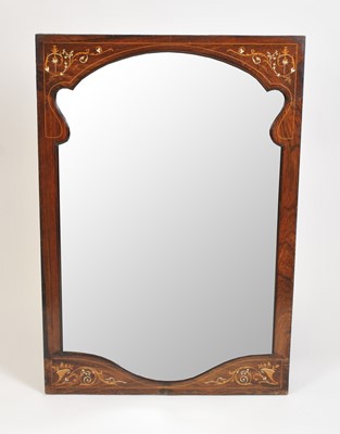 Lot 342 - An Edwardian inlaid rosewood veneered wall mirror