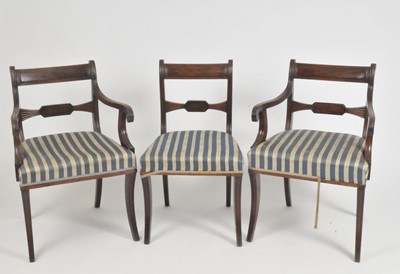 Lot 352 - A set of eight 19th century mahogany dining chairs in the Regency style