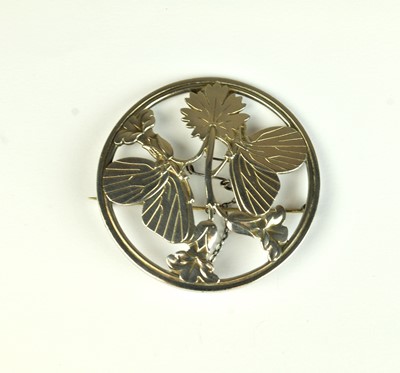Lot 158 - A Georg Jensen silver brooch with butterfly and flower motif