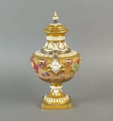 Lot 349 - A Royal Worcester twin-handled vase and cover