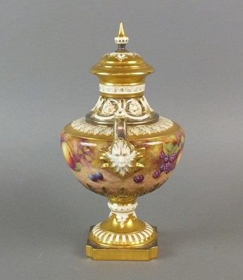 Lot 349 - A Royal Worcester twin-handled vase and cover