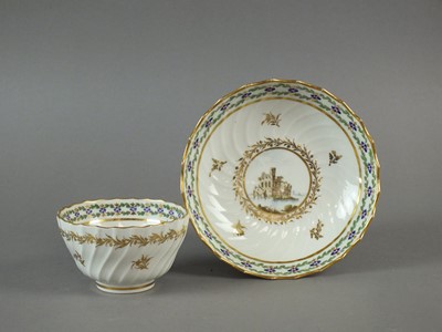 Lot 230 - Caughley tea bowl and saucer, circa 1790-92