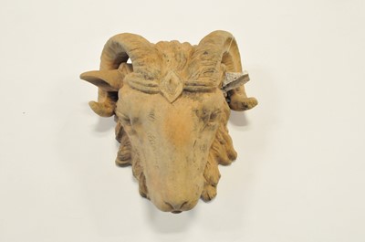 Lot 466 - A 19th century terracotta rams head, 34cm long...