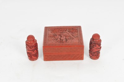 Lot 453 - A 19th century Chinese cinnabar lacquer box,...