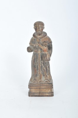 Lot 429 - An 18th century carved figure of a saint, 27cm...