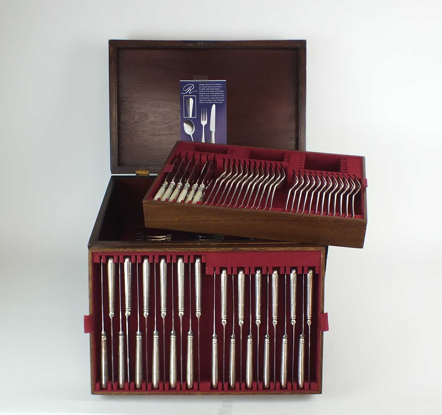 Lot 135 - A part cased canteen of silver and plated cutlery