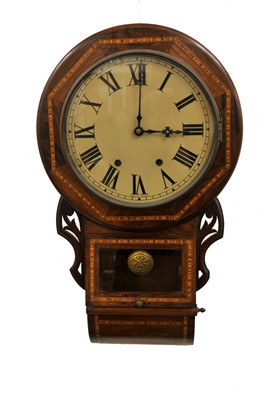 Lot 323 - A parquetry inlaid rosewood veneered 12" wall clock