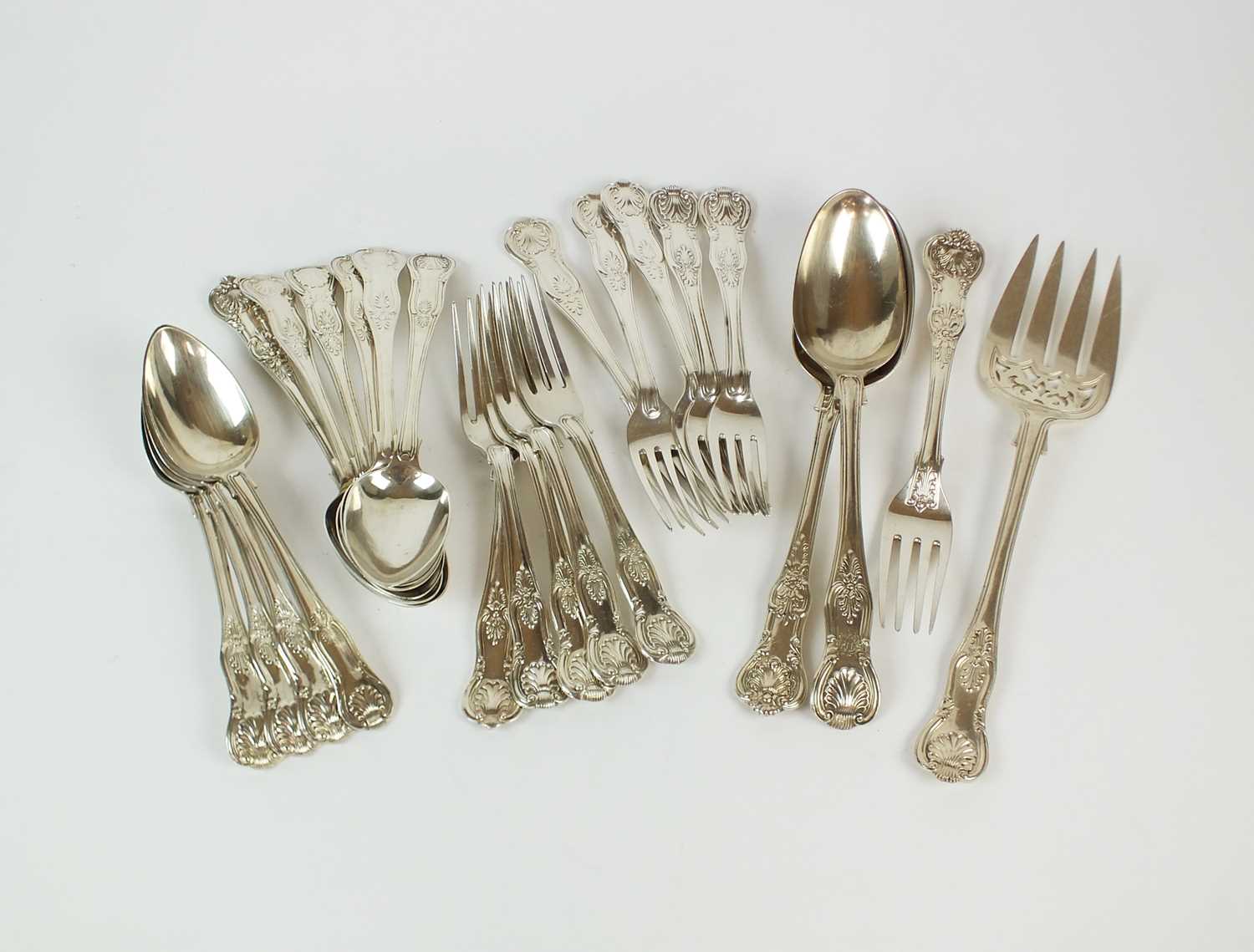Lot 95 - A harlequin collection of Kings and Queens pattern silver flatware