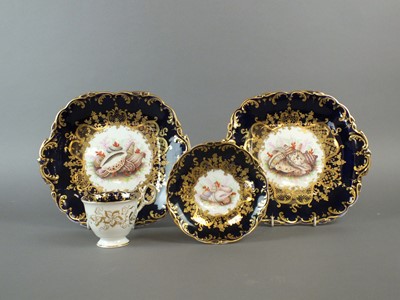 Lot 340 - A pair of Coalport square dishes, tea cup and saucer, circa 1830s