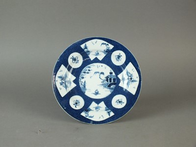 Lot 252 - A Bow powder blue landscape plate