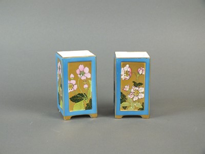 Lot 343 - A pair of Coalport rectangular vases