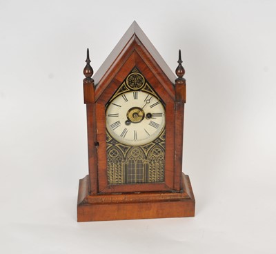 Lot 491 - A 19th century Biedermeier cased mantle clock and a German steeple clock (2)