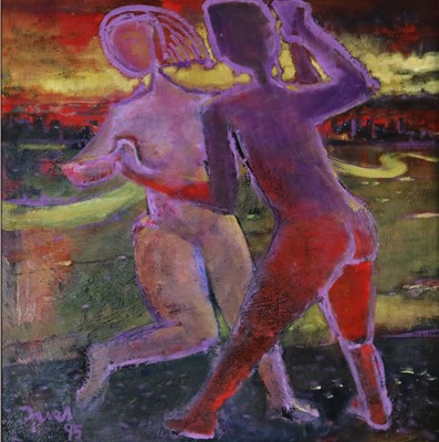 Lot 131 - Paul Martinez-Frias (Welsh School, b.1929), Dancing Figures in Purple