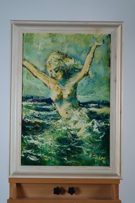 Lot 29 - Paul Martinez-Frias (Welsh School, b.1929), Lady Frolicking in the Sea