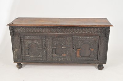 Lot 338 - A 17th centuy and later oak coffer, the...