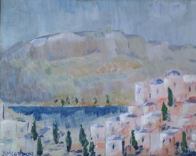 Lot 793 - Two Greek paintings of Naoussa Harbour, Paros and a Greek Village