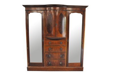 Lot 447 - An Edwardian mahogany triple wardrobe